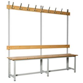Banco con colgador acero y madera