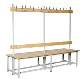 Banco doble con colgador acero y madera